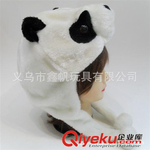 填充玩具系列 廠家供應毛絨卡通熊貓帽子 短款優(yōu)質保暖不掉毛原始圖片3