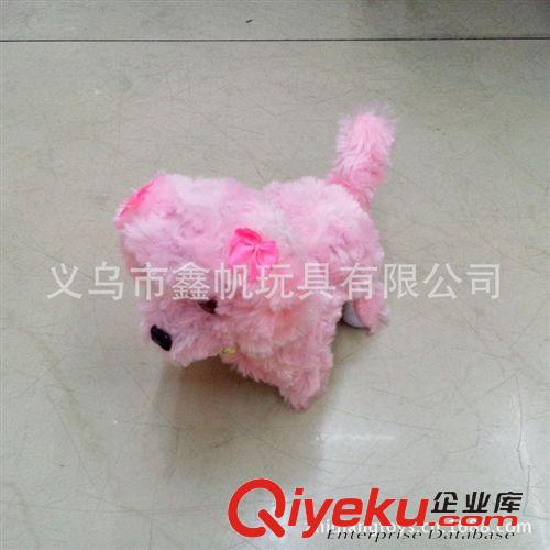 義烏小商品批發(fā) 電動(dòng)小狗 玫瑰絨卷毛倒退狗 戴花會(huì)叫眼睛發(fā)光會(huì)走原始圖片3