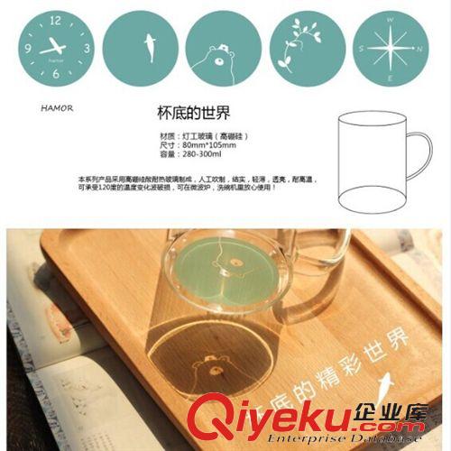 夏季產(chǎn)品 HAMO哈墨原創(chuàng) 杯底世界清新玻璃杯 創(chuàng)意zakka杯子5款 220g