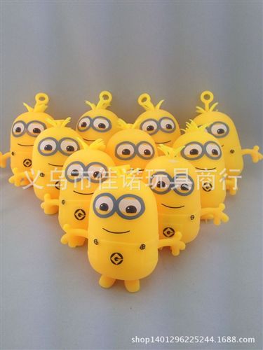 地攤閃光玩具 小黃人奶爸發(fā)泄玩具 小號黃人硅膠彈力閃光毛毛球 兒童發(fā)光玩具原始圖片2