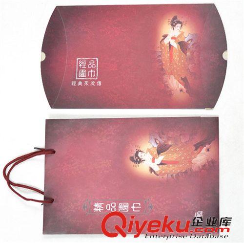 包裝盒 酒紅色貴妃印花精品真絲包裝盒 真絲圍巾折疊包裝紙盒原始圖片2