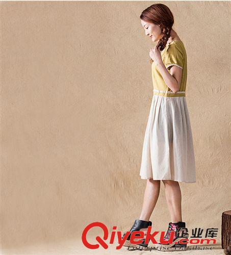 【原創(chuàng)2015新款】 E769 菲米娜實拍2015新款連衣裙短袖淑女棉麻連衣裙文藝夏裝裙子
