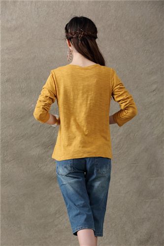 【2014冬裝新品首發(fā)】 E700 打底衫女長袖t恤2014新款秋裝女裝拼接棉質(zhì)t恤衫8410210067原始圖片3