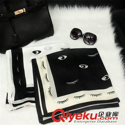真絲圍巾 新款外貿真絲圍巾 歐美dp桑蠶絲kan眼睛款140大方巾 絲巾批發