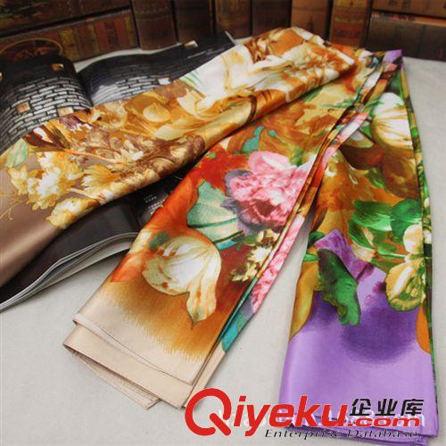 tj絲巾 絲巾 新款外貿(mào)女士綢緞卷邊絲巾 春秋歐美dp90cm方巾圍巾 批發(fā)