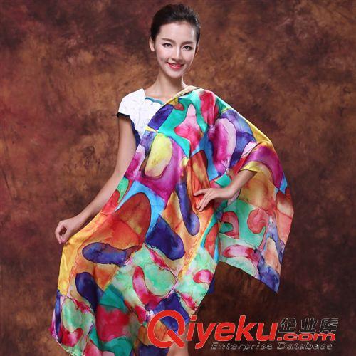 2014年新款~ 上海故事 新款女士真絲圍巾{bfb}桑蠶絲披肩 廠家直銷絲巾批發(fā)原始圖片2