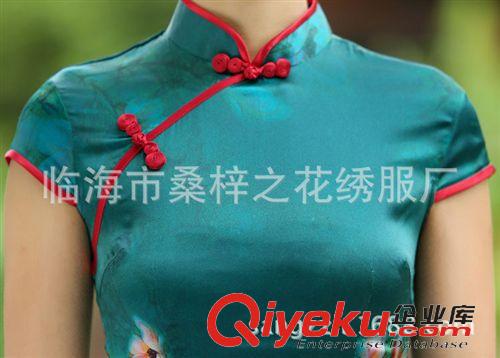 按領型分！！！ 真絲春季夏季旗袍 現(xiàn)貨改良時尚旗袍 重磅彈力緞桑蠶絲 杭州絲綢原始圖片2