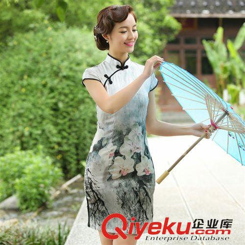 按領(lǐng)型分！！！ 杭州絲綢旗袍 復(fù)古宴會(huì)禮服 優(yōu)雅重磅真絲旗袍 時(shí)尚改良旗袍裙夏原始圖片2