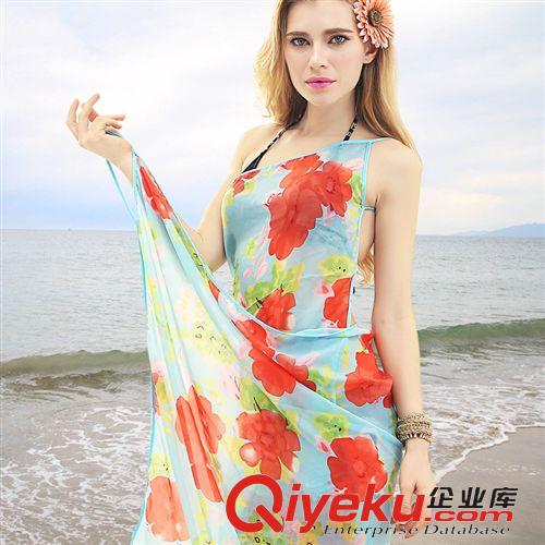 防曬沙灘巾 夏季批發bjn披肩超大雪紡防曬沙灘巾女款薄長絲巾海邊吊帶裹紗原始圖片3