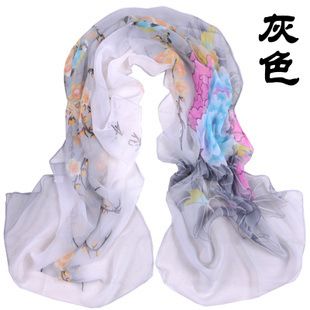 絲巾紗巾 廠家批發(fā)2014春秋新款韓版雪紡絲巾 梅花仿真絲女士長圍巾 大披肩原始圖片2