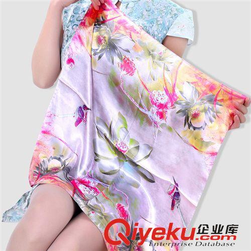 絲巾紗巾 廠家批發(fā) 2014春秋新款女士圍巾 中國風緞面絲巾 韓國真絲小方巾原始圖片3