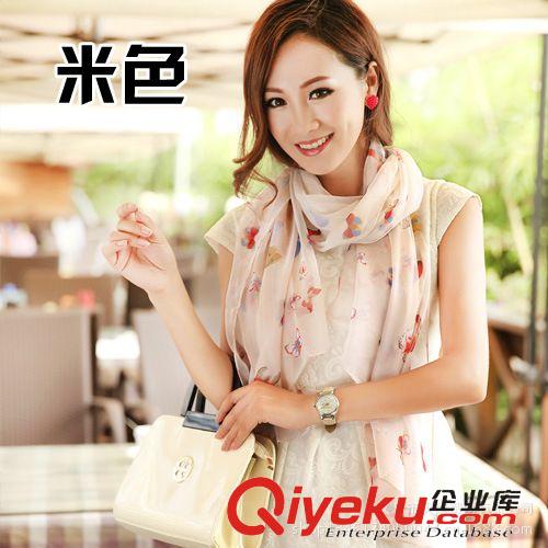 絲巾紗巾 廠家批發2013新款仿真絲圍巾批發加長加大春秋女款喬其紗雪紡絲巾原始圖片3