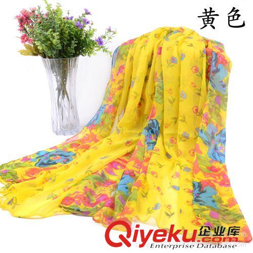巴黎紗圍巾 廠家批發(fā) 2014秋冬新款大號百花爭艷女士棉麻長圍巾 韓國大披肩原始圖片2