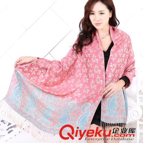 民族風披肩 廠家批發(fā) 新款民族風提花女士大披肩 gd加厚棉質(zhì)保暖圍巾 圍脖原始圖片2