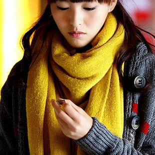 毛線圍巾 廠家批發 韓國版秋冬新款純色保暖針織毛線圍巾 男女加長情侶圍脖原始圖片3