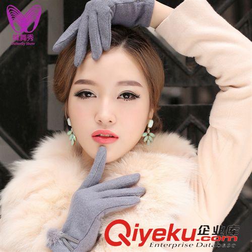 保暖手套 2014新款羊毛女士高檔毛線手套 優(yōu)雅顯瘦百搭淑女秋冬季保暖五指原始圖片2