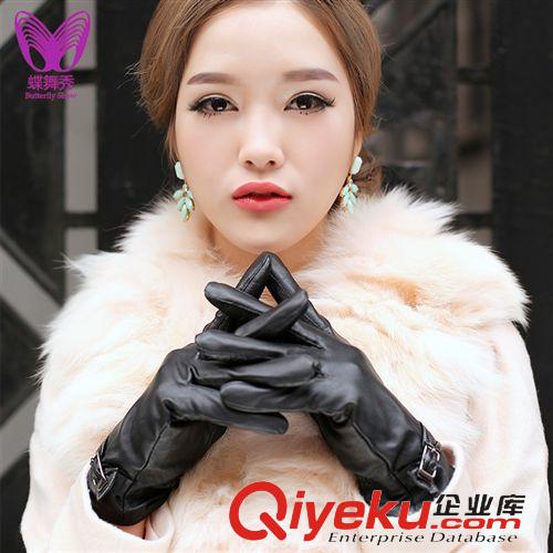 保暖手套 爆款新款優質出口羊皮收縮手套 女防寒保暖加絨加厚 韓版修手zp原始圖片2