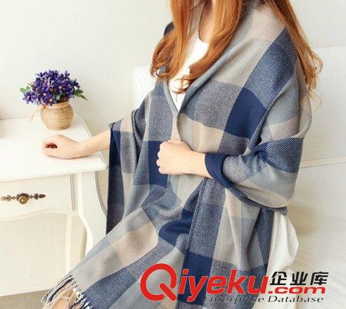 秋冬新品 mx812拼色彩色格子圍巾2013新款 超長原單韓國秋冬款毛線圍巾披肩原始圖片3