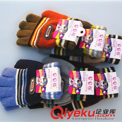 秋冬新品 盛琦毛線針織麻花冬季手套雙層加厚款全指帶掛繩手套連指女士純色