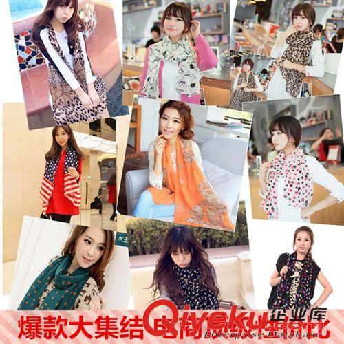 絨雪紡圍巾 tj促銷 爆款熱銷 2014秋冬新款女士絨雪紡圍巾批發(fā) 64色齊全
