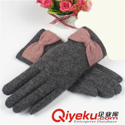 保暖手套 秋冬新款女士時尚蝴蝶結羊絨手套 gd進口韓版優雅保暖羊毛手套