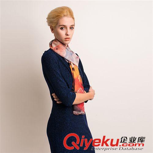 精品圍巾 現貨供應19mm素縐緞數碼噴繪單層gd真絲圍巾批發零售 廠家直銷