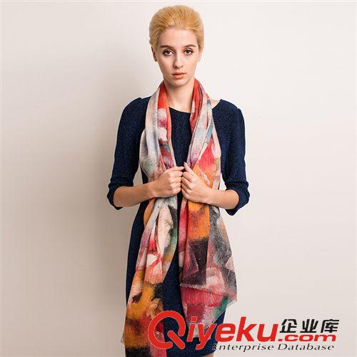 精品圍巾 【伙拼】現(xiàn)貨正品圍巾秋冬新款噴繪羊毛圍巾禮品圍巾批發(fā)絲巾原始圖片2