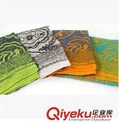 圍巾 圍脖 2014 秋冬復古波斯花紋絲巾批發 撞色絲綿大圍巾披肩兩用原始圖片2