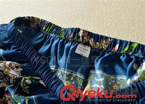 新品上市 特價(jià)真絲加大加肥五分沙灘褲家居大短褲男女印花桑蠶絲睡褲褲叉原始圖片3