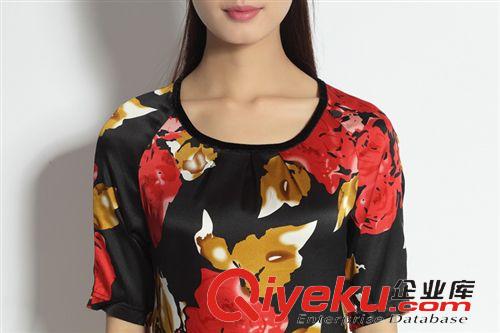 真絲區(qū)－夏日迷情 夏季新款真絲連衣裙包臀短裙復(fù)古中國(guó)風(fēng)旗袍式彈力素縐緞拼色工藝原始圖片3