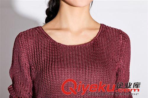真絲區(qū)－夏日迷情 2014秋裝新款真絲圓領(lǐng)長(zhǎng)袖針織衫粗修身 寬松顯瘦打底 歐洲站原始圖片3