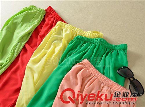 真絲區(qū)－夏日迷情 2015新品真絲哈倫長褲女舒適小腳褶皺氣質(zhì)百搭糖果色秋夏休閑褲原始圖片2