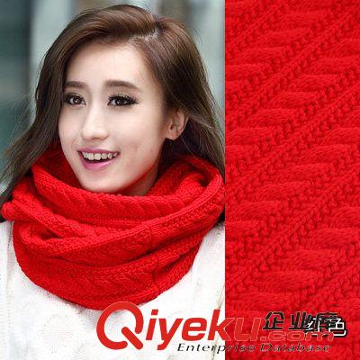 圍脖 2014秋冬款純色麻花針織圍巾韓版女士毛線套頭圍脖廠家直銷批發(fā)原始圖片3