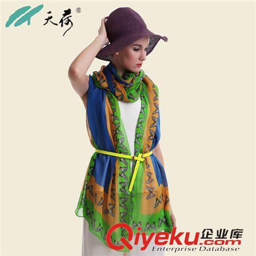 禮品 杭州秋冬薄款 真絲絲巾女桑蠶絲zp長(zhǎng)巾 圍巾披肩兩用 gd禮品原始圖片2