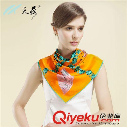 禮品 杭州絲綢 春夏新品圍巾真絲桑蠶絲絲巾斜紋方巾印花專柜zp女