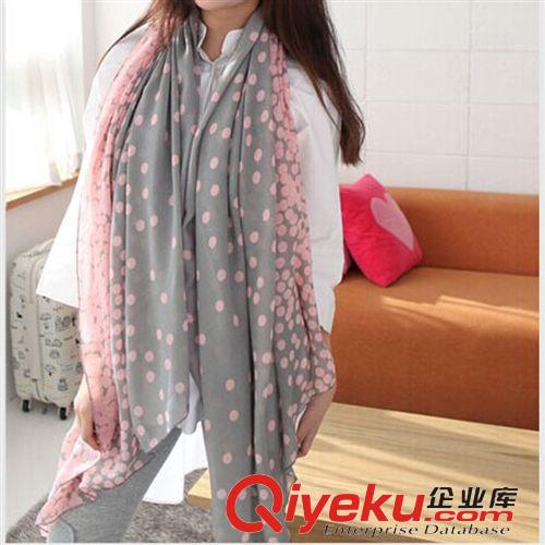 8月3號新品 B627 2014秋冬新款巴黎紗圍巾 漸變水玉點點女士韓版圍巾批發