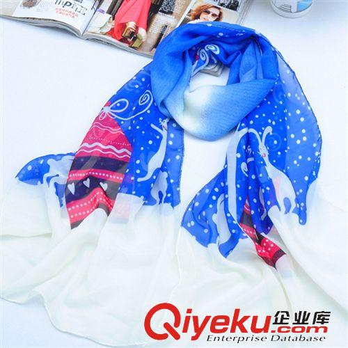 2015新品專區(qū) 春季新款絲巾 復(fù)古百搭印花鏈條圍巾絲巾長款 雪紡絲巾批發(fā) J-012