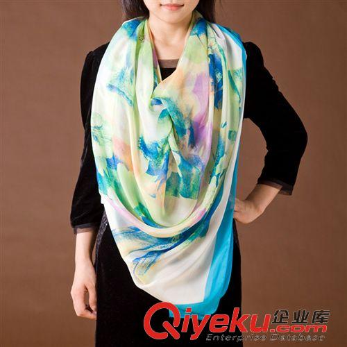 2014年10月新款 上海故事新款超大規(guī)格雪紡真絲大方巾 {bfb}桑蠶絲印花絲巾原始圖片3