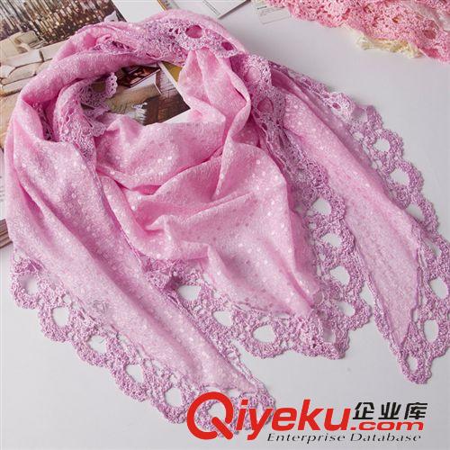 2014年11月新款 上海故事女士{bfb}桑蠶絲手工鉤花絲巾 唯美花朵真絲三角巾原始圖片3