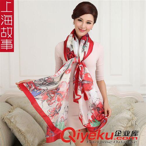 2015年03月新款 上海故事2015春季新款女士真絲圍巾桑蠶絲絲巾披肩廠(chǎng)家直銷(xiāo)批發(fā)