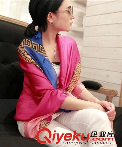 按價格區間分 廠家直銷 秋冬新款女士外貿gd仿真絲圍巾撞色dp絲巾圍巾