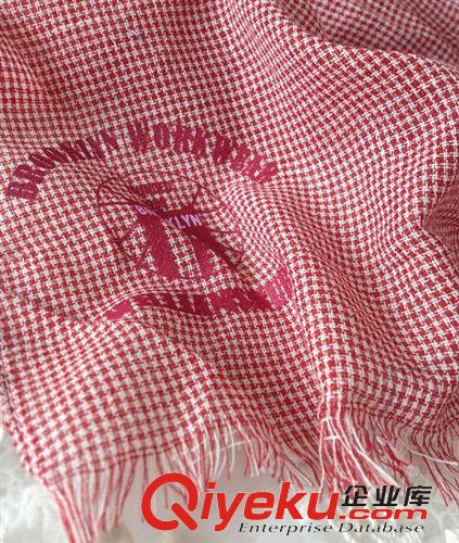 14年10月10日新款 2014秋冬歐美外貿出口紅色小千鳥格圍巾膠印LOGO寶寶圍巾兒童圍巾原始圖片2
