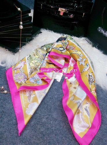 15年03月新款 la vie sauvage 加州動物園 油畫細膩{dj0}90真絲方巾圍巾