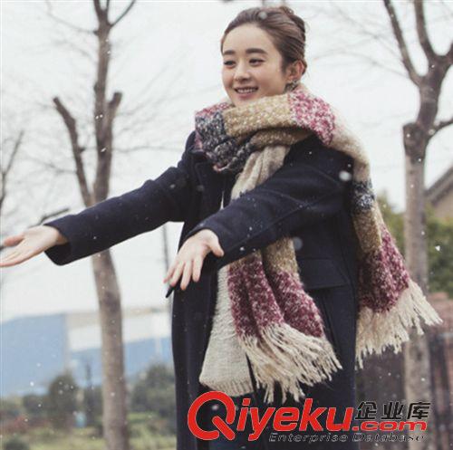 14年12月新款 2014Z家秋冬新款女式提花針織保暖圍巾仿羊絨柔軟披肩雪花圍巾
