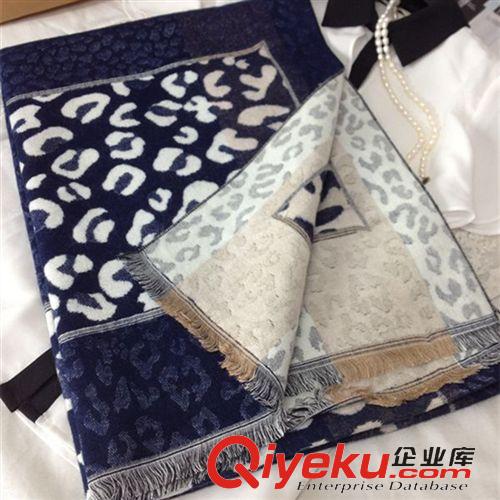 14年11月新款 秋冬雙面兩用羊毛羊絨圍巾gd女士大尺寸豹紋石頭紋棉羊絨披肩