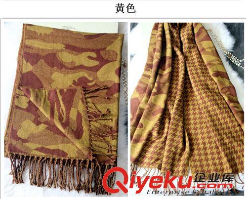 男士圍巾 2014秋冬新款 仿羊絨千鳥格迷彩流蘇圍巾 腈綸保暖披肩原始圖片3