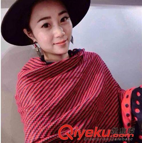 按尺寸分類 2014歐美新款奢華條紋羊毛圍巾千鳥格羊絨圍巾女士加厚圓點大披肩