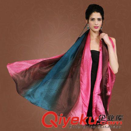 真絲圍巾 2015新款真絲圍巾桑蠶絲絲巾批發長款女春秋百搭漸bdp披肩兩用原始圖片3