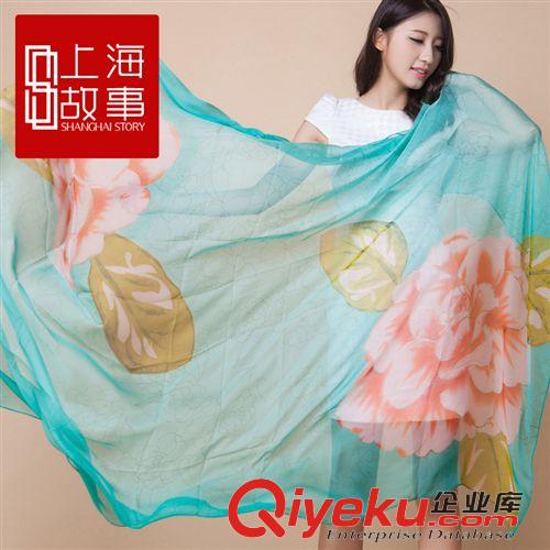 真絲圍巾 上海故事真絲圍巾新款女士絲巾批發(fā)長款百搭超大防曬披肩原始圖片2