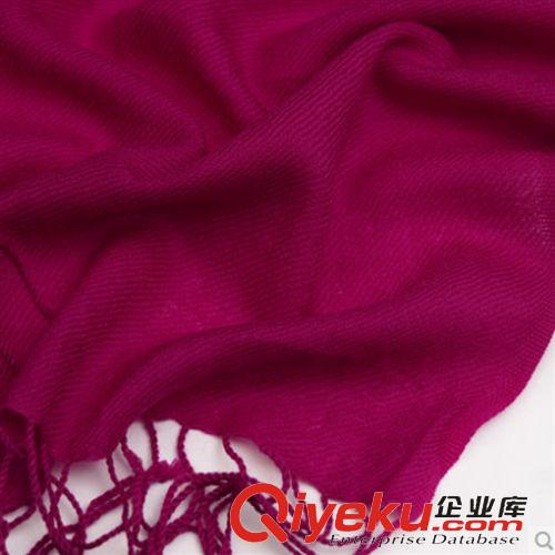 秋冬季圍巾 新款 女羊毛純色斜紋圍巾百搭時(shí)尚g(shù)d披肩二用超長圍脖 廠家批發(fā)原始圖片2